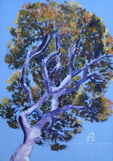Peinture intitulée "sous l'arbre" par Dominique Gobelin Mansour, Œuvre d'art originale, Huile