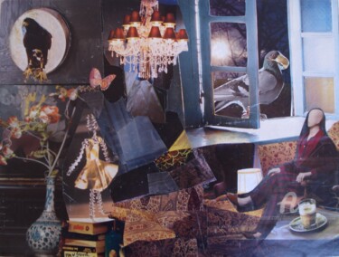 Collages titled "les visiteurs de la…" by Dominique Gobelin Mansour, Original Artwork