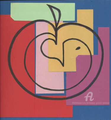 Drawing titled "pomme d'amour" by Dominique Gobelin Mansour, Original Artwork, Marker