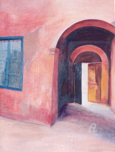 Peinture intitulée "Le porche" par Dominique Gobelin Mansour, Œuvre d'art originale, Huile
