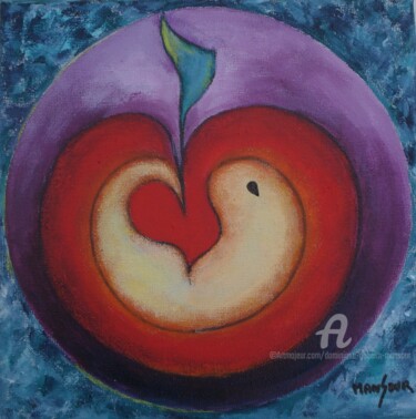 Peinture intitulée "pomme d'amour 2" par Dominique Gobelin Mansour, Œuvre d'art originale, Acrylique