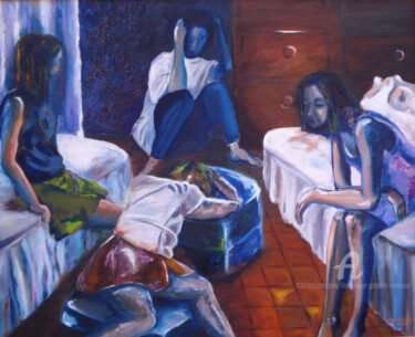 Painting titled "déprime" by Dominique Gobelin Mansour, Original Artwork, Oil