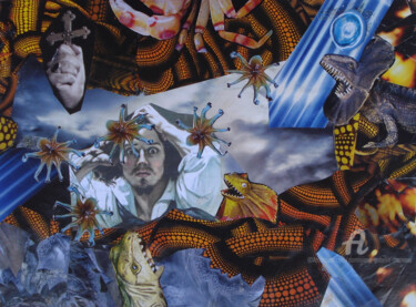 Collages intitulée "divine folie" par Dominique Gobelin Mansour, Œuvre d'art originale