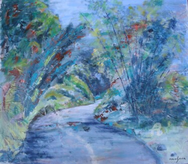 Painting titled "Route en forêt trop…" by Dominique Gobelin Mansour, Original Artwork, Acrylic