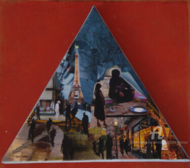 Collages titled "Seuls dans la ville" by Dominique Gobelin Mansour, Original Artwork