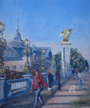 Pintura titulada "sur le pont Alexand…" por Dominique Gobelin Mansour, Obra de arte original, Acrílico