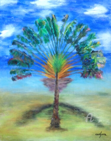 Painting titled "l'arbre du voyageur" by Dominique Gobelin Mansour, Original Artwork, Acrylic