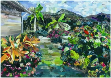 Collages titled "jardin tropical" by Dominique Gobelin Mansour, Original Artwork