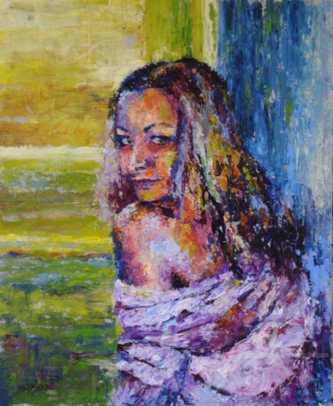 Painting titled "Maya 2" by Dominique Gobelin Mansour, Original Artwork, Oil