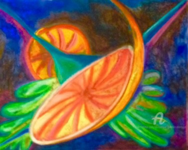 Картина под названием "L'orange" - Dominique Gobelin Mansour, Подлинное произведение искусства, Пастель