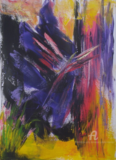Malerei mit dem Titel "Oiseau de feu" von Dominique Gobelin Mansour, Original-Kunstwerk, Acryl