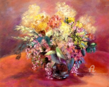 Painting titled "bouquet multifleurs" by Dominique Gobelin Mansour, Original Artwork, Oil