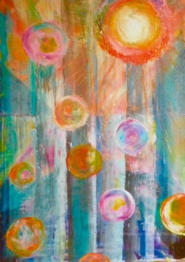 Painting titled "Bulles de soleil" by Dominique Gobelin Mansour, Original Artwork, Acrylic