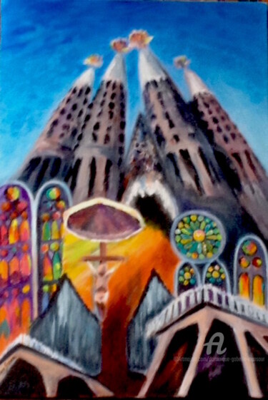 Peinture intitulée "La Sagrada Familia" par Dominique Gobelin Mansour, Œuvre d'art originale, Acrylique