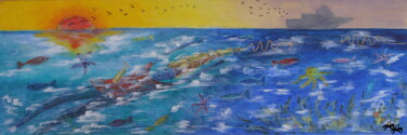 Malerei mit dem Titel "Au fil de l'eau" von Dominique Gobelin Mansour, Original-Kunstwerk, Acryl