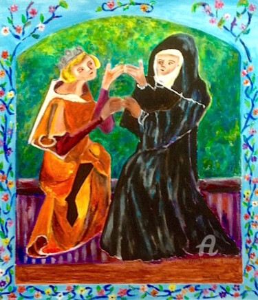 Painting titled "Héloïse et Abélard" by Dominique Gobelin Mansour, Original Artwork, Gouache