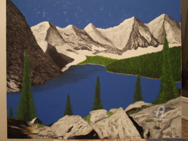 Peinture intitulée "Montagne et Neige" par Dominique Goujard, Œuvre d'art originale, Huile