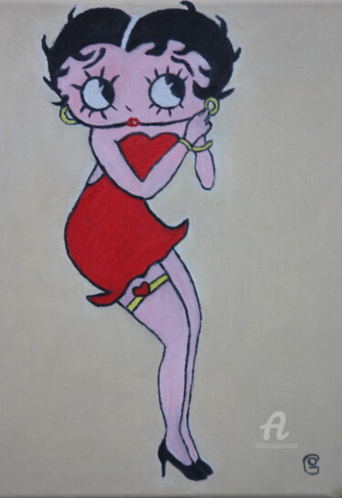 Schilderij getiteld "Betty Boop" door Dominique Goujard, Origineel Kunstwerk, Olie