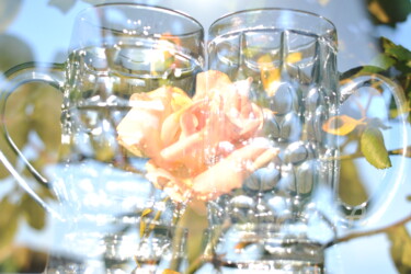 Photography titled "1225 Verres et rose" by Dominique Goujard, Original Artwork, Digital Photography