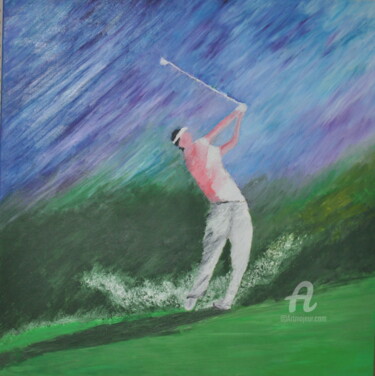 Painting titled "Golfeur" by Dominique Goujard, Original Artwork, Oil