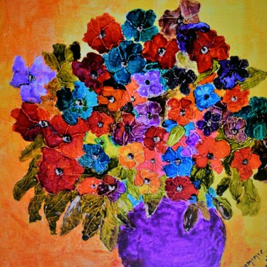 Painting titled "Bouquet de fleurs e…" by Dominique Guilloineau, Original Artwork, Other