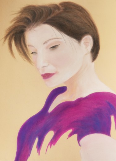 Zeichnungen mit dem Titel "Fuschia" von Dominique Hernandez, Original-Kunstwerk, Pastell