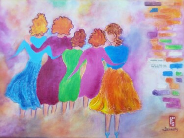 Картина под названием "Entre filles" - Dominique Hernandez, Подлинное произведение искусства, Акрил Установлен на Деревянная…
