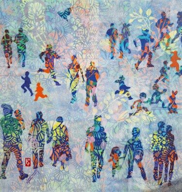 「Un jour au parc」というタイトルの絵画 Dominique Hernandezによって, オリジナルのアートワーク, アクリル