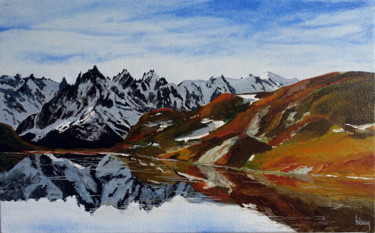 Les Aiguilles de Chamonix, vues depuis les Aiguilles Rouges Peinture intitulée "Les Aiguilles de Ch…" par Dominique Hieaux, Œuvre d'art originale, Huile