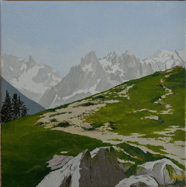 Malerei mit dem Titel "Les Aiguilles de Ch…" von Dominique Hieaux, Original-Kunstwerk, Öl