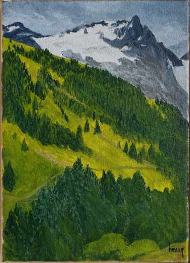 Painting titled "L'orage menace sur…" by Dominique Hieaux, Original Artwork, Oil
