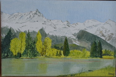 Schilderij getiteld "Le Lac des Gailland…" door Dominique Hieaux, Origineel Kunstwerk, Olie