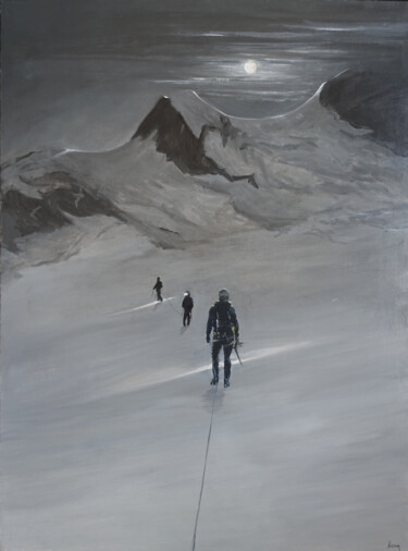 Malerei mit dem Titel "En route vers le Mo…" von Dominique Hieaux, Original-Kunstwerk, Öl