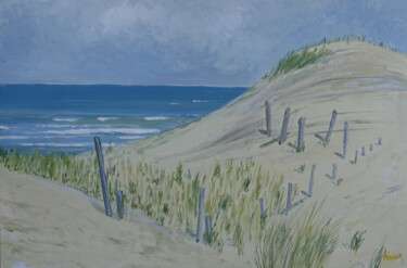 Painting titled "Les dunes de la pla…" by Dominique Hieaux, Original Artwork, Oil