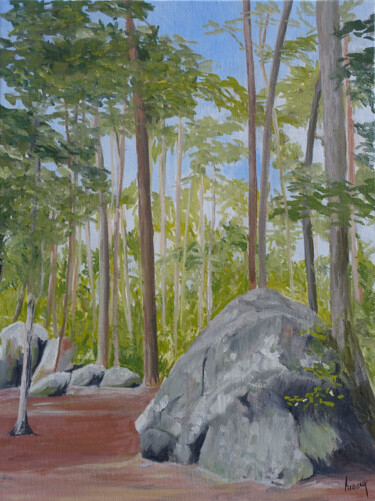 Malerei mit dem Titel "Fin d'été en Forêt…" von Dominique Hieaux, Original-Kunstwerk, Öl