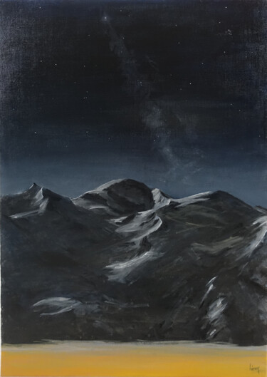 Schilderij getiteld "Clair de lune et ci…" door Dominique Hieaux, Origineel Kunstwerk, Olie