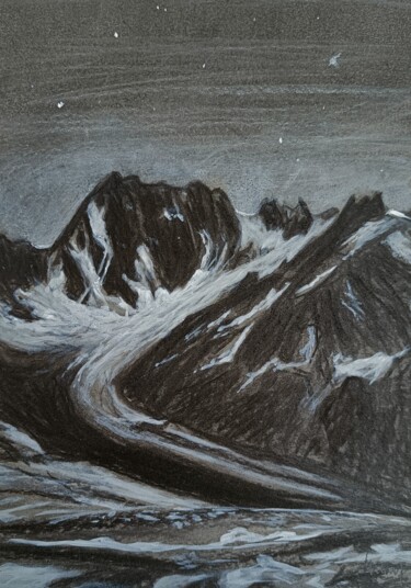 Рисунок под названием "Nocturne aux Grande…" - Dominique Hieaux, Подлинное произведение искусства, Древесный уголь