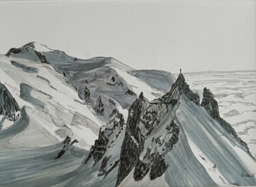 Tekening getiteld "Mont-Blanc - Midi" door Dominique Hieaux, Origineel Kunstwerk, Inkt