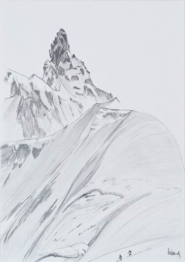 Drawing titled "L'Aiguille de Roche…" by Dominique Hieaux, Original Artwork, Pencil