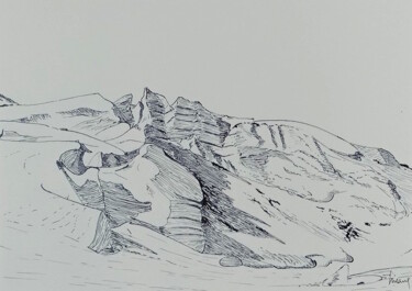 Zeichnungen mit dem Titel "Séracs (2)" von Dominique Hieaux, Original-Kunstwerk, Tinte