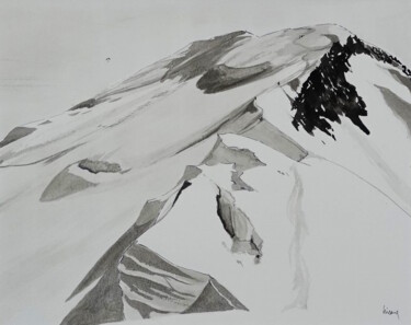 Drawing titled "Au sommet du Mont-B…" by Dominique Hieaux, Original Artwork, Ink