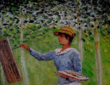 Painting titled "Blanche Monet peign…" by Dominique Imbert, Original Artwork, Oil