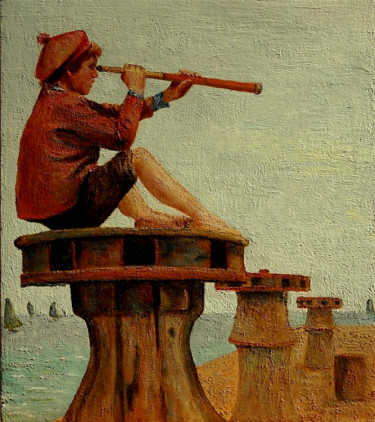 Pittura intitolato "le petit marin.jpg" da Dominique Imbert, Opera d'arte originale, Olio
