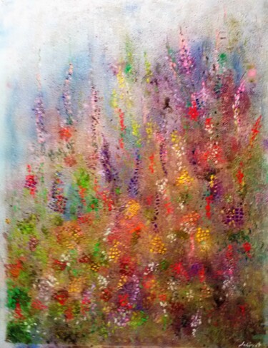 Painting titled "Dans mon jardin" by Dominique Jolivet, Original Artwork, Pastel