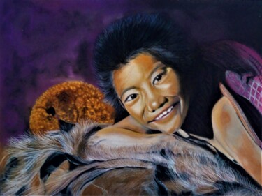 Peinture intitulée "Sourire d'enfant 3" par Dominique Jolivet, Œuvre d'art originale, Pastel