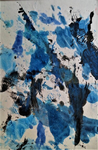 Painting titled "Magie bleue 2" by Dominique Jolivet, Original Artwork, Pastel