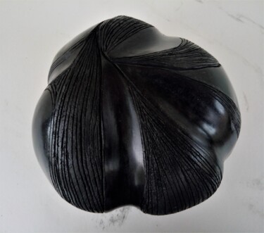 Sculpture titled "Graine polie noire" by Dominique Jolivet, Original Artwork, Ceramics