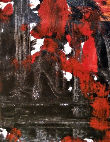 Pintura intitulada "noir et rouge" por Dominique Jolivet, Obras de arte originais, Acrílico