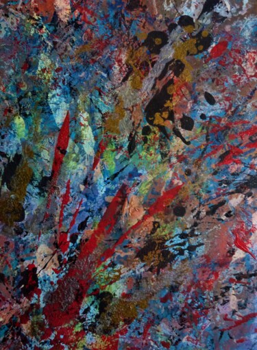 Painting titled "Implosion or et arg…" by Dominique Jolivet, Original Artwork, Acrylic