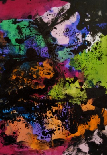 Pintura intitulada "Variations colorées" por Dominique Jolivet, Obras de arte originais, Aquarela
